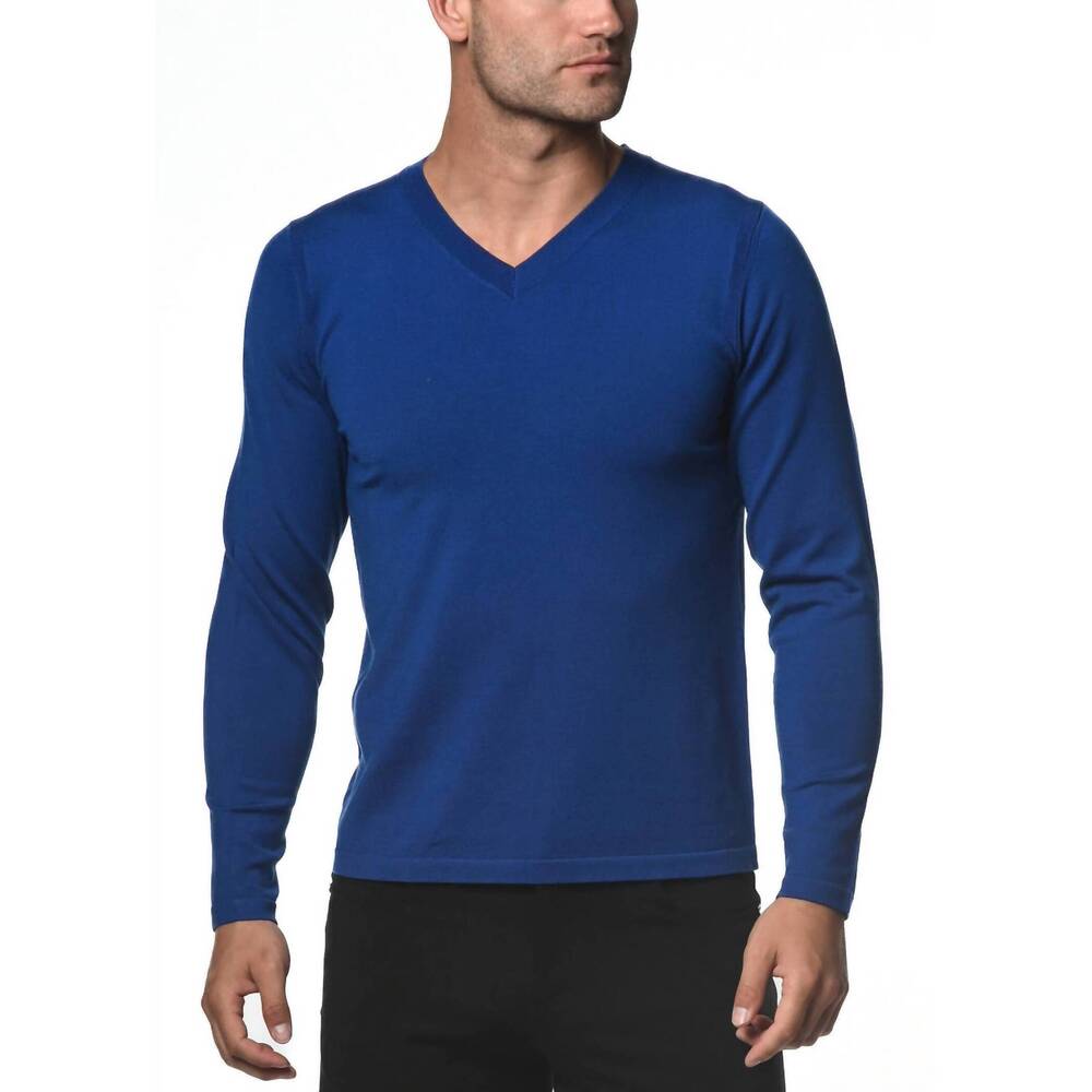 NEW POSTMARC knitted v-neck sweater in royal